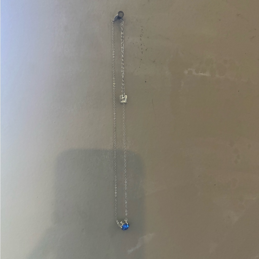 Park Lane Silver Necklace with Blue Charm